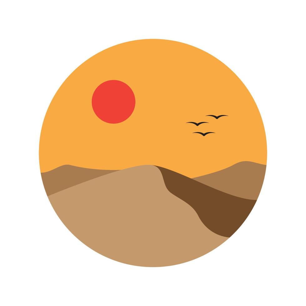 landscape desert with sunset flat logo vector icon symbol graphic design illustration