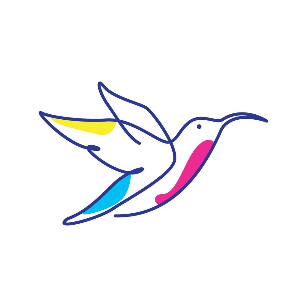 colibrí mosca línea colorido logotipo símbolo vector icono diseño ilustración