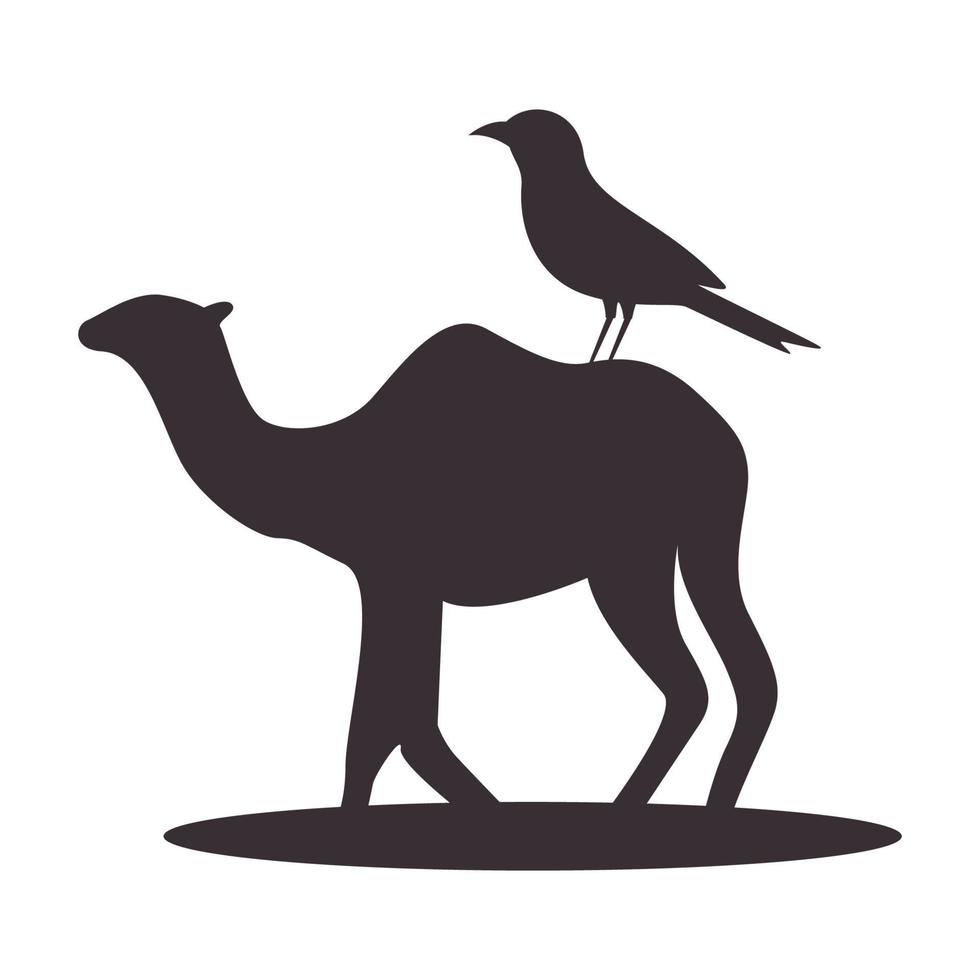 camel and bird shape vintage logo vector icon illustration design