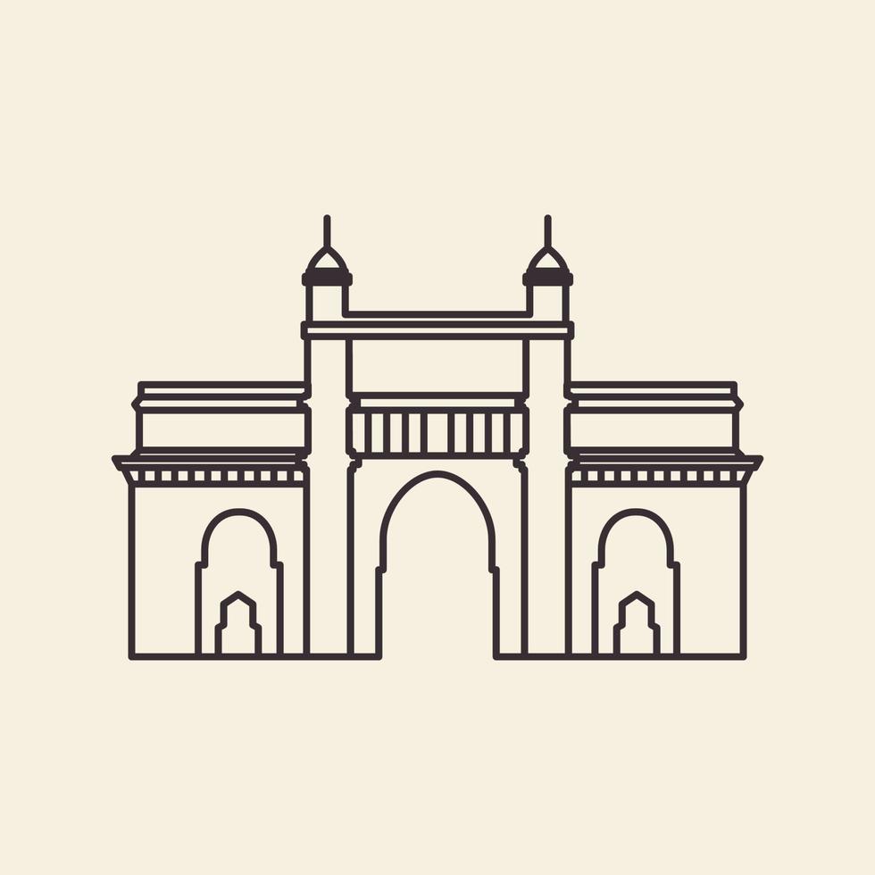 gate culture mosque lines logo design vector icon symbol illustration