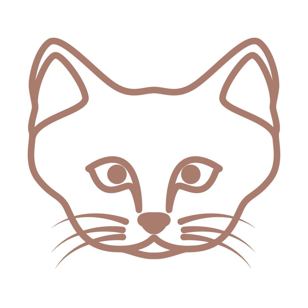 lindo cabeza animal bosque gato líneas logo símbolo vector icono ilustración diseño gráfico