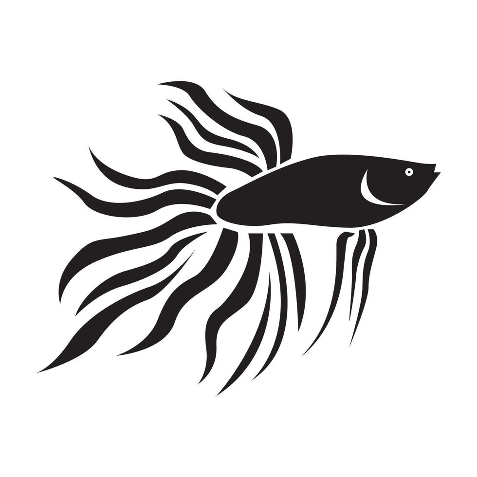 modern silhouette Betta fish logo vector icon illustration design