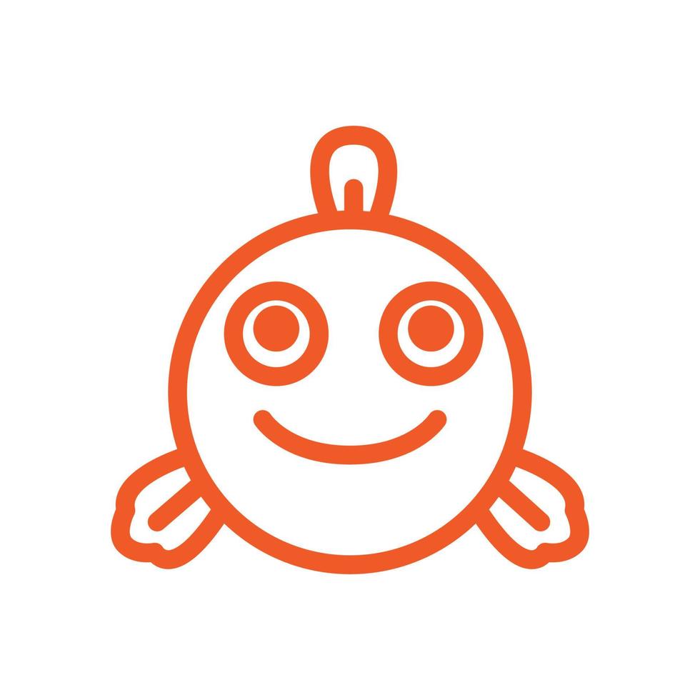 cute cartoon fish head smile line orange logo vector icon illustration design