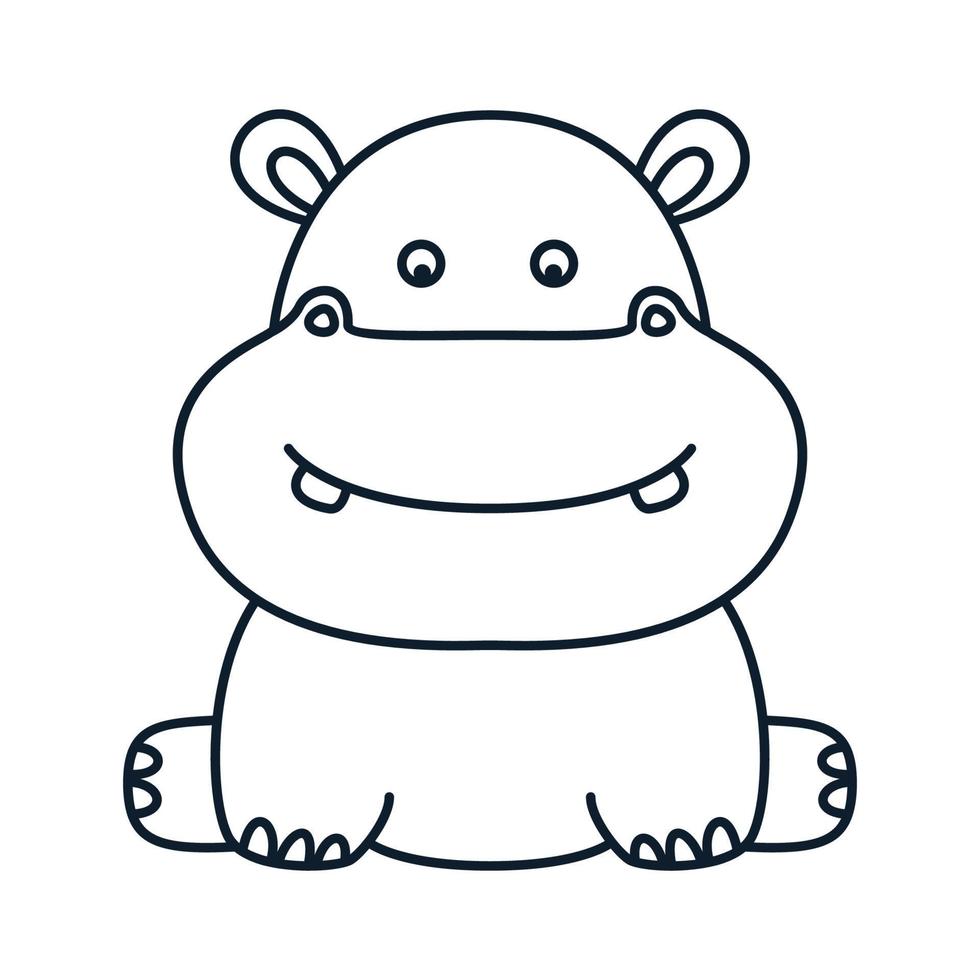 hippopotamus or baby hippo line  sit cute logo vector  illustration