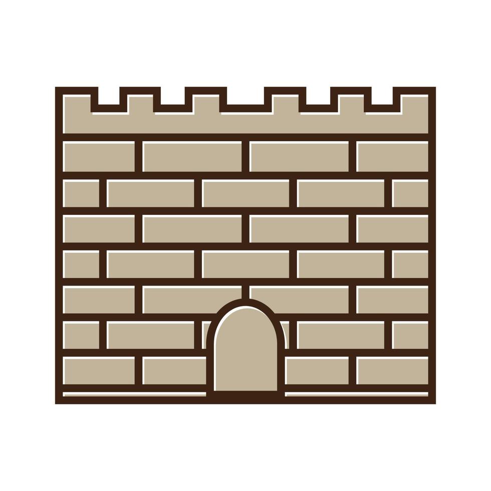 pared de piedra castillo vintage logo vector icono ilustración diseño