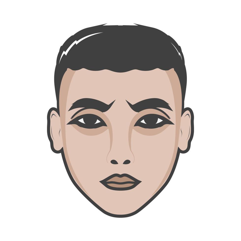 cara de hombre joven con peinado moderno diseño de logotipo símbolo gráfico vectorial icono signo ilustración idea creativa vector