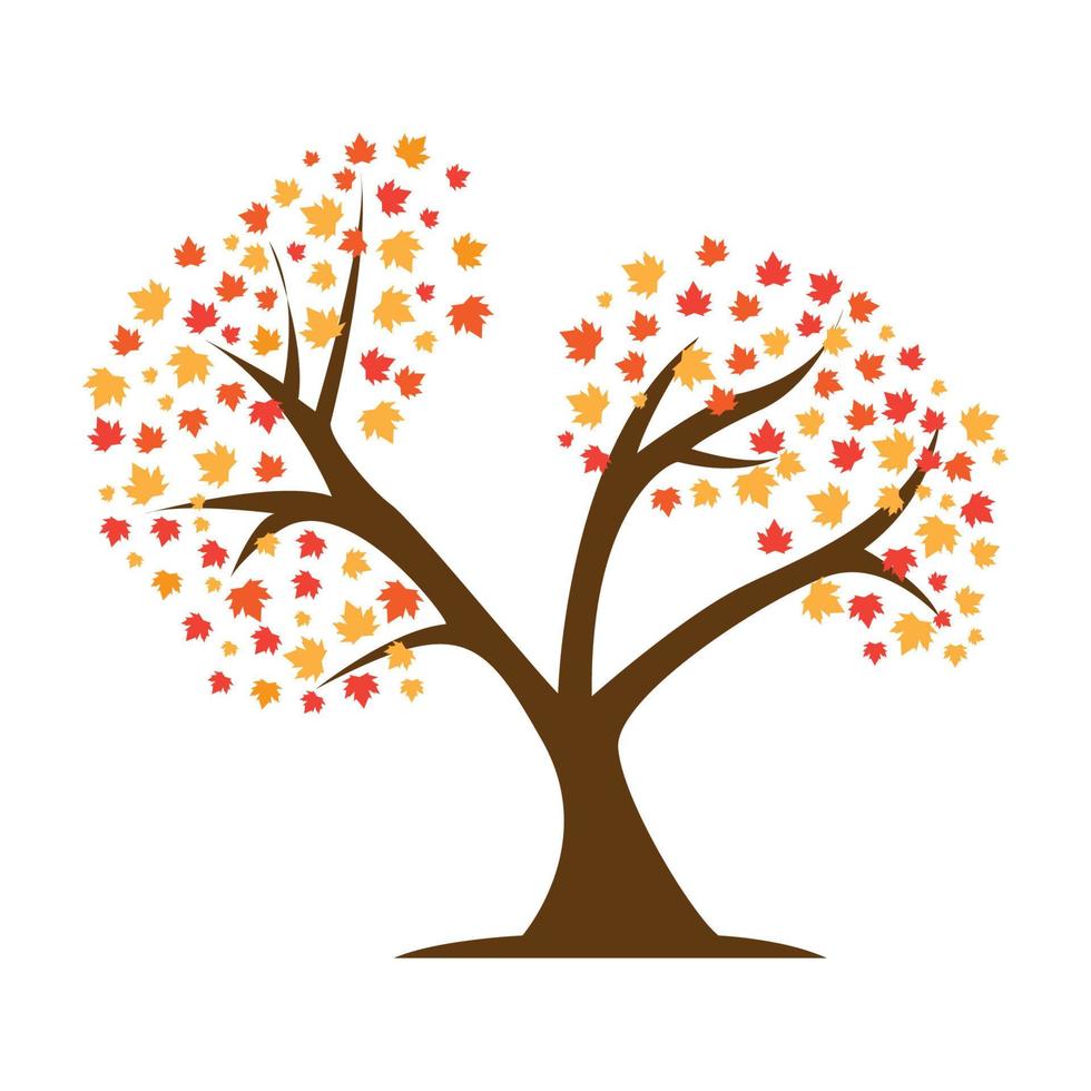 Árbol de otoño colorido abstracto símbolo del logotipo icono vectorial ilustración diseño gráfico vector