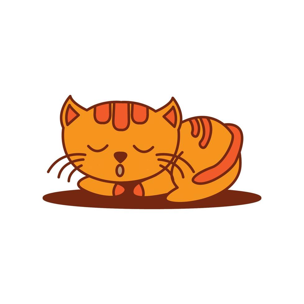 cat or kitty or kitten sleepy cute cartoon  logo icon vector illustration