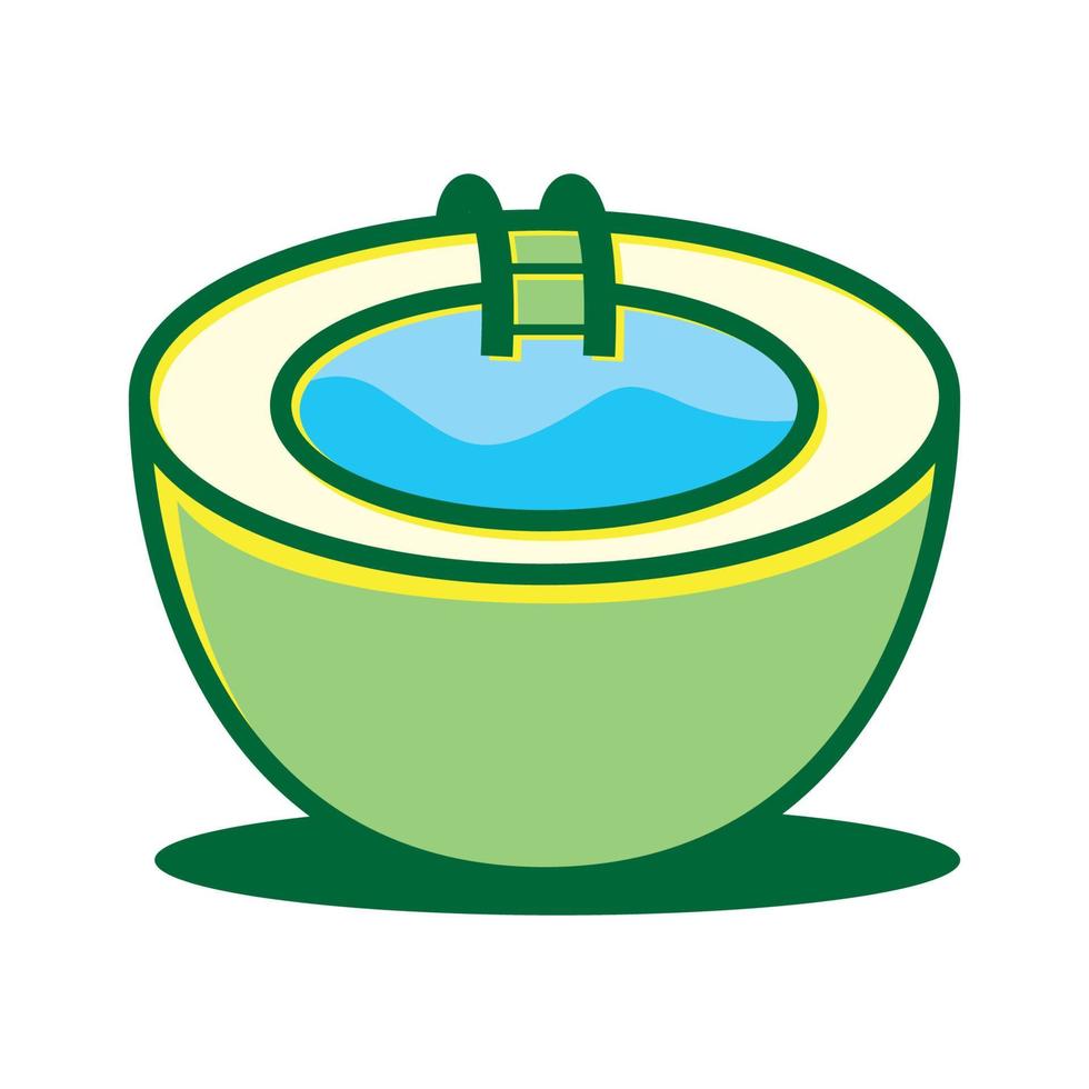 ilustración de símbolo de icono de vector de diseño de logotipo de coco y piscina