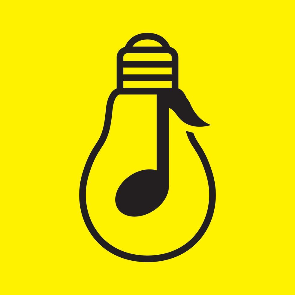 bombilla lámpara idea creativa con nota musical logotipo símbolo icono vector diseño gráfico ilustración idea creativa