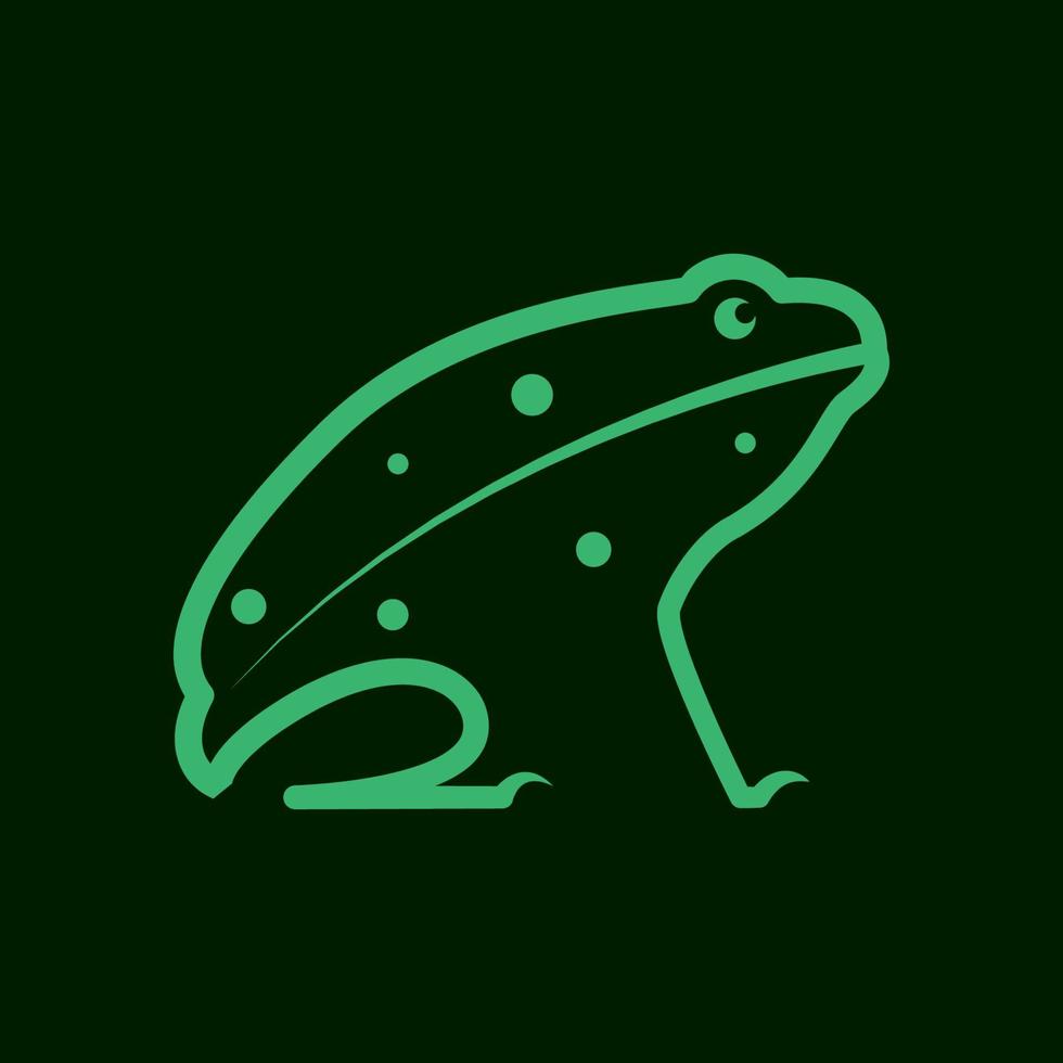 continuous line green frog logo symbol icon vector graphic design illustration idea creative