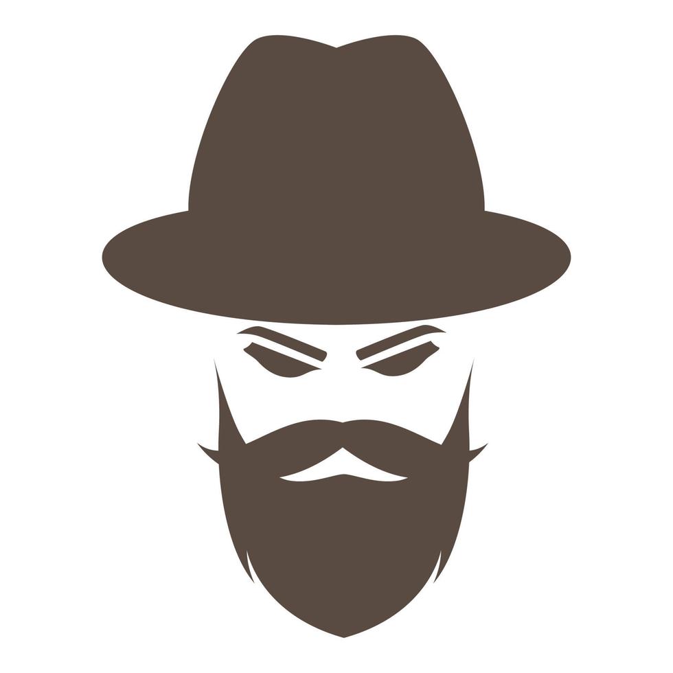 vintage man with hat and beard logo symbol icon vector graphic design illustration