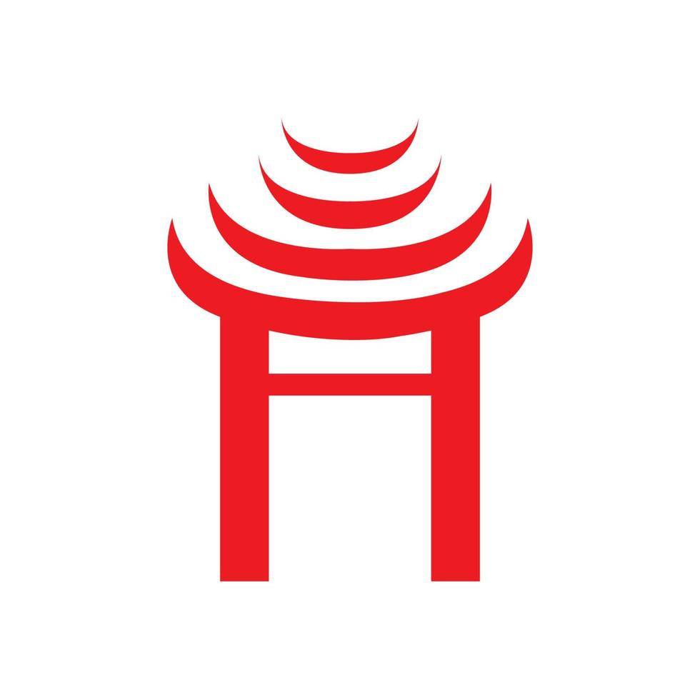 ilustración de icono de vector de logotipo de cultura roja de puerta japonesa asiática