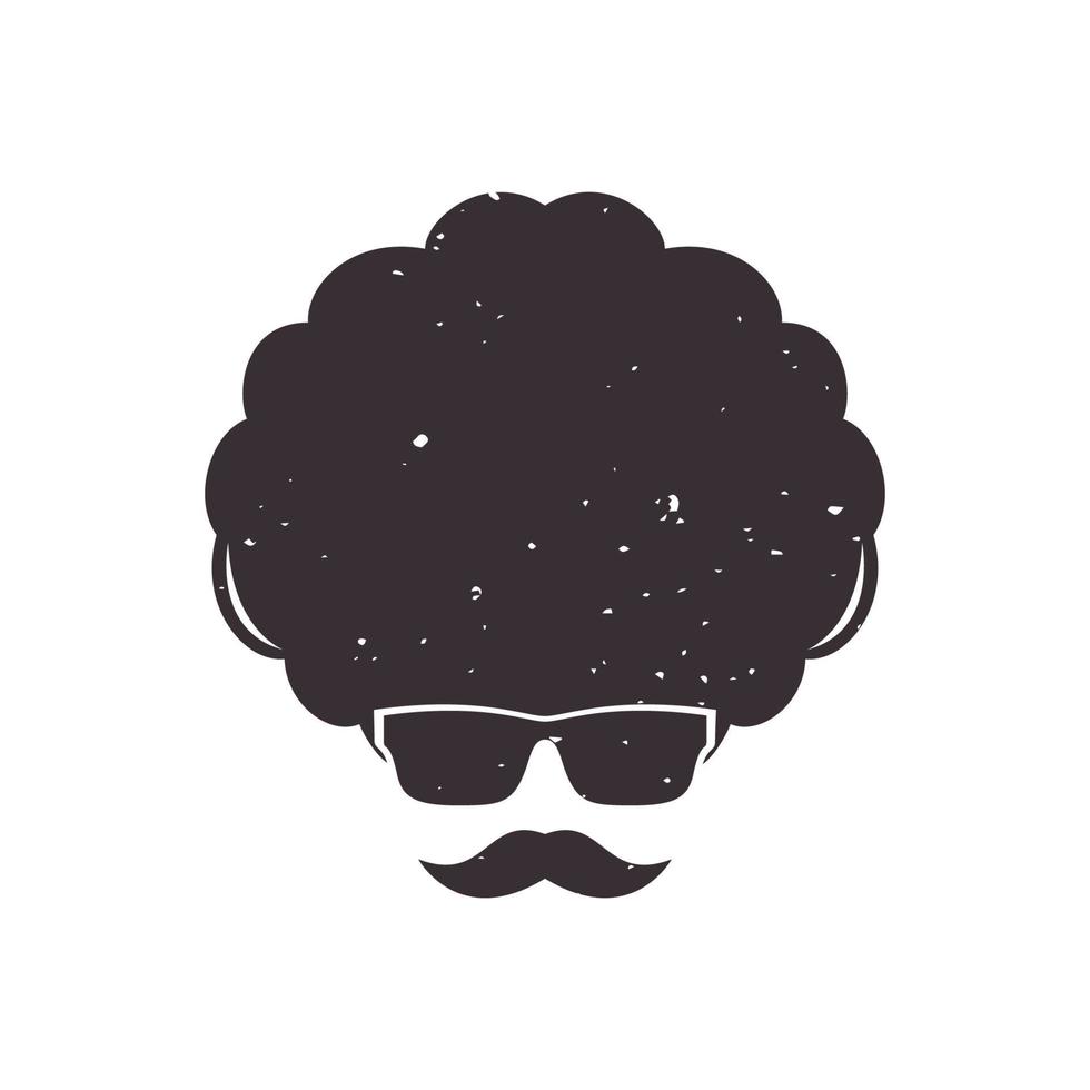 hombre cabeza frizzy con gafas de sol vintage logo símbolo icono vector diseño gráfico ilustración idea creativa
