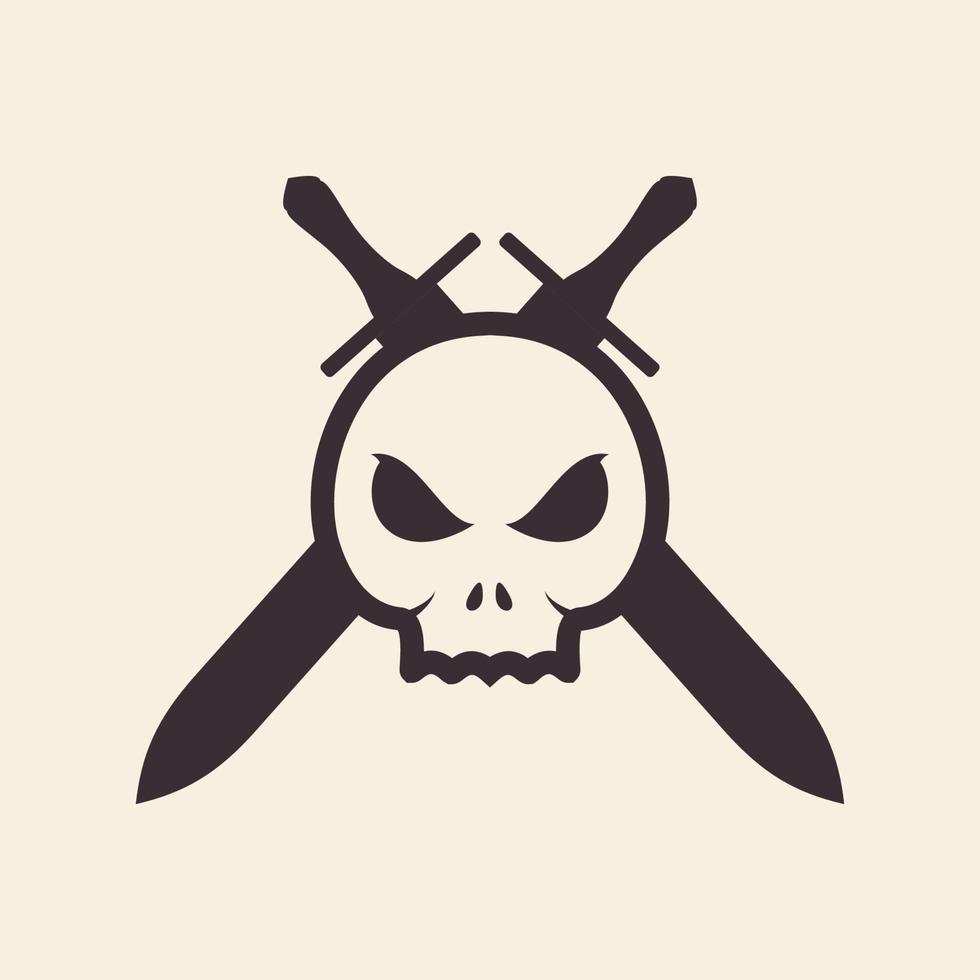 skull with sword cross vintage logo design vector graphic symbol icon sign illustration creative idea