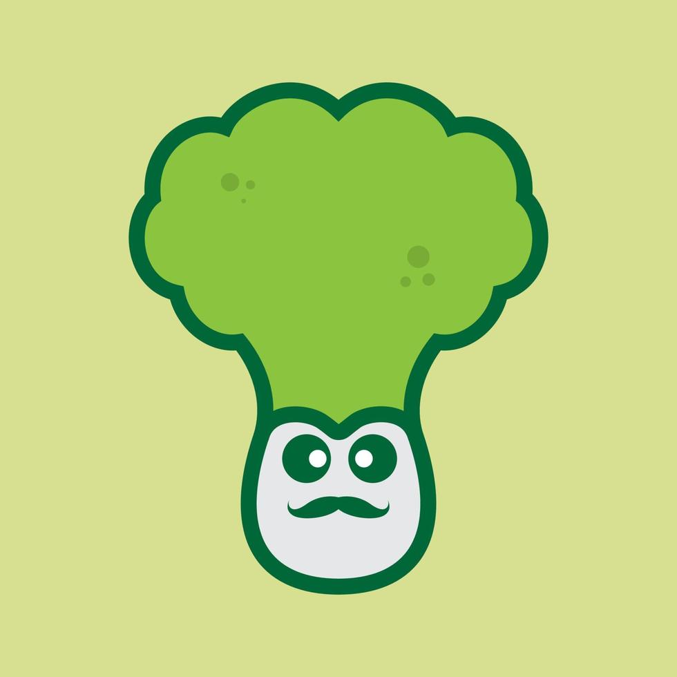 cartoon broccoli green with mustache logo design vector graphic symbol icon sign illustration creative idea