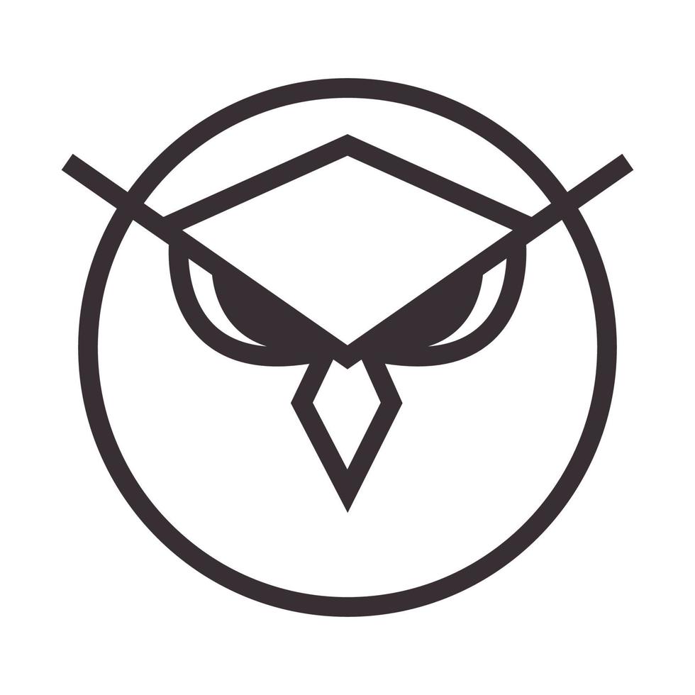 owl head cute lines logo symbol vector icon illustration graphic design