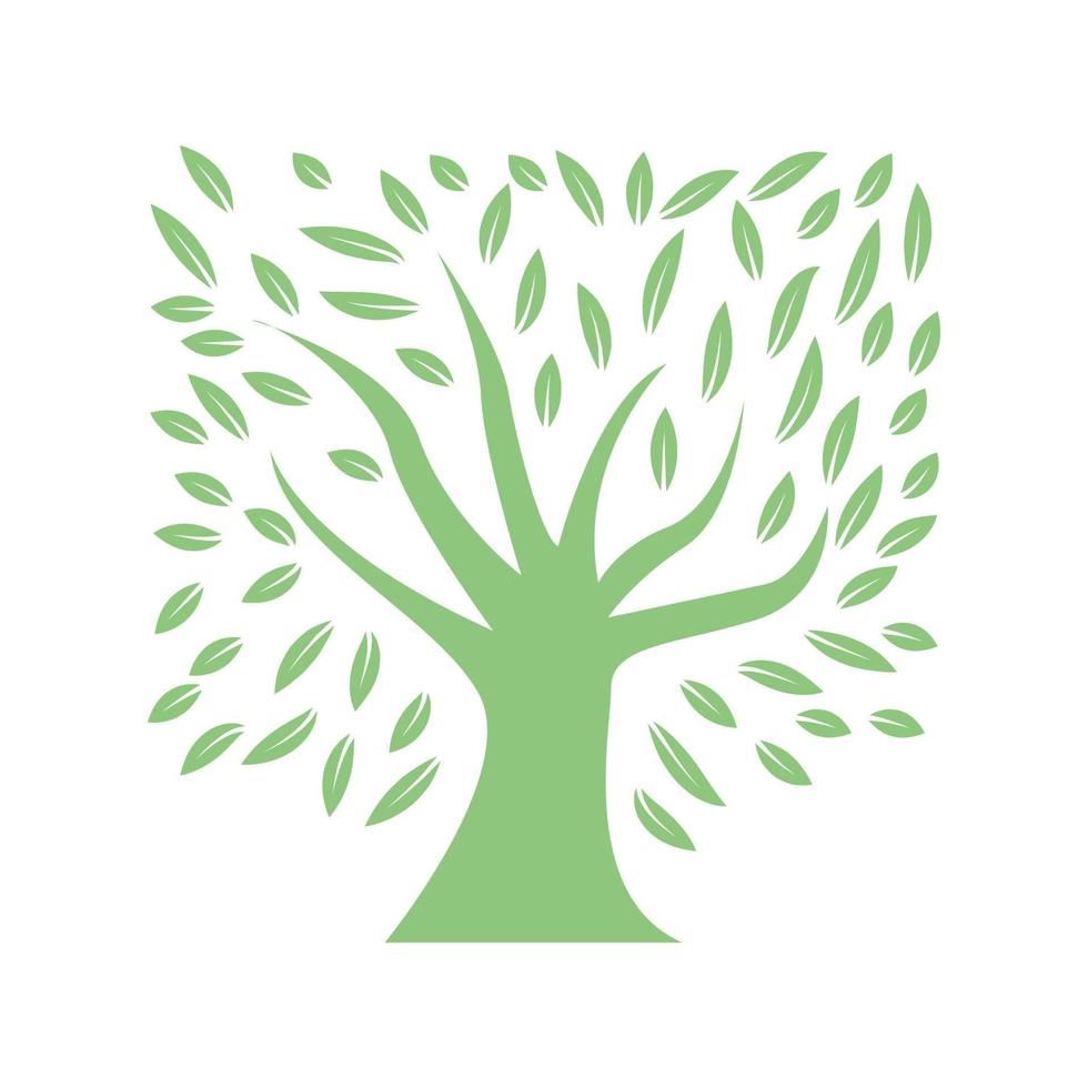 square frame with green tree logo symbol icon vector graphic design illustration