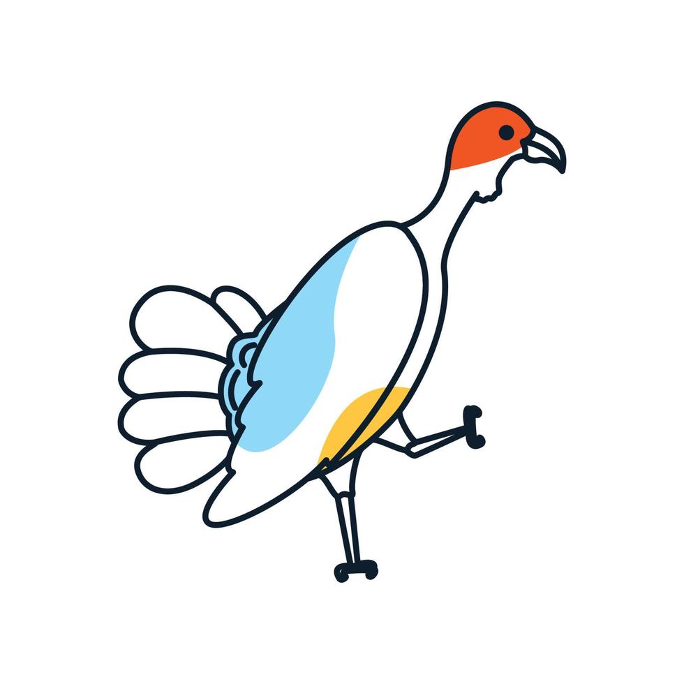 Diseño de ilustración de vector de logotipo de línea colorida de pavos de aves