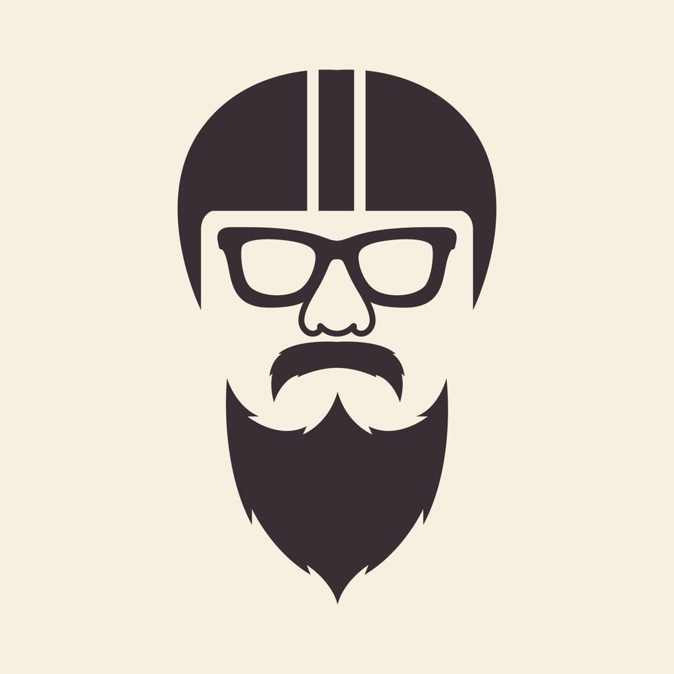 hombre vintage con casco y barba logo símbolo vector icono diseño gráfico ilustración