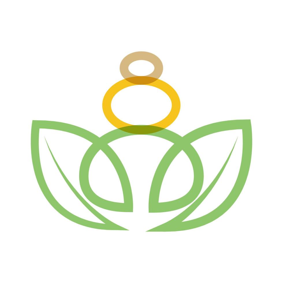 line abstract stone balance with leaf logo symbol icon vector graphic design illustration idea creative
