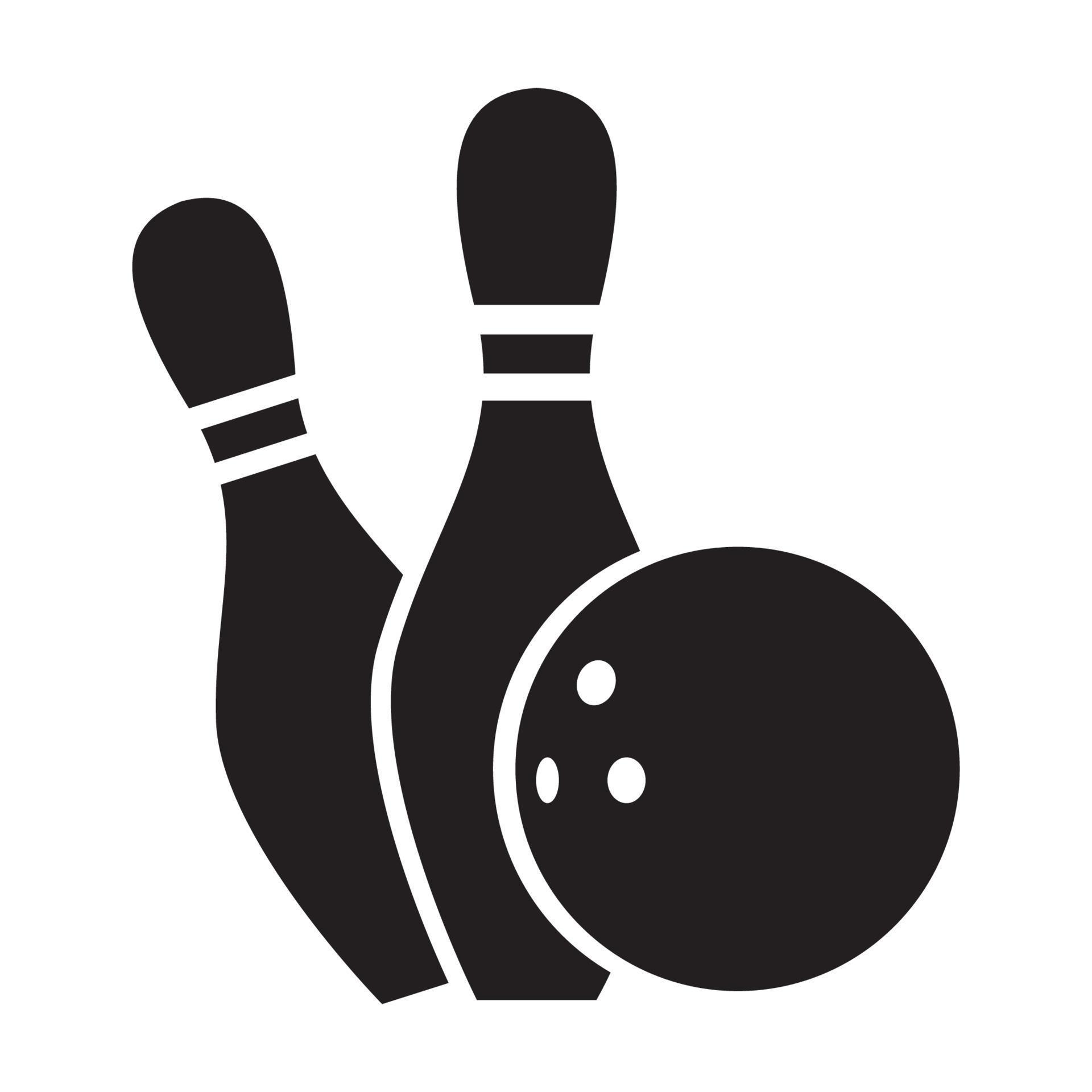 silhouette ball bowling with pin bowling logo vector symbol icon design