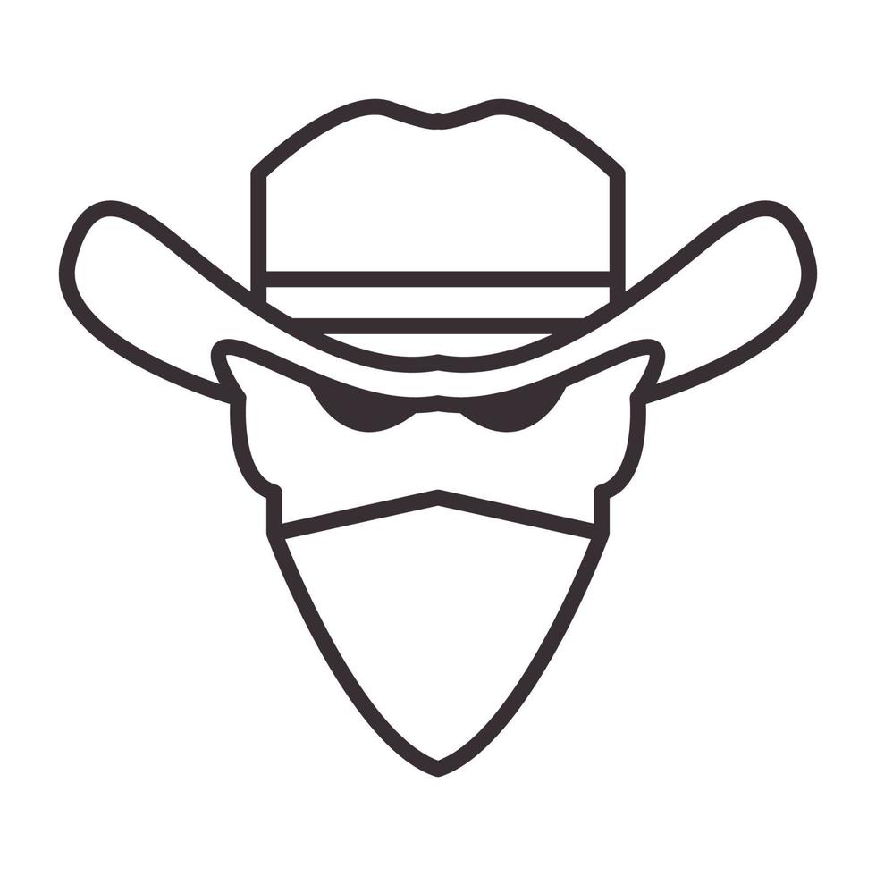 head cowboys lines with mask logo vector symbol icon design graphic illustration