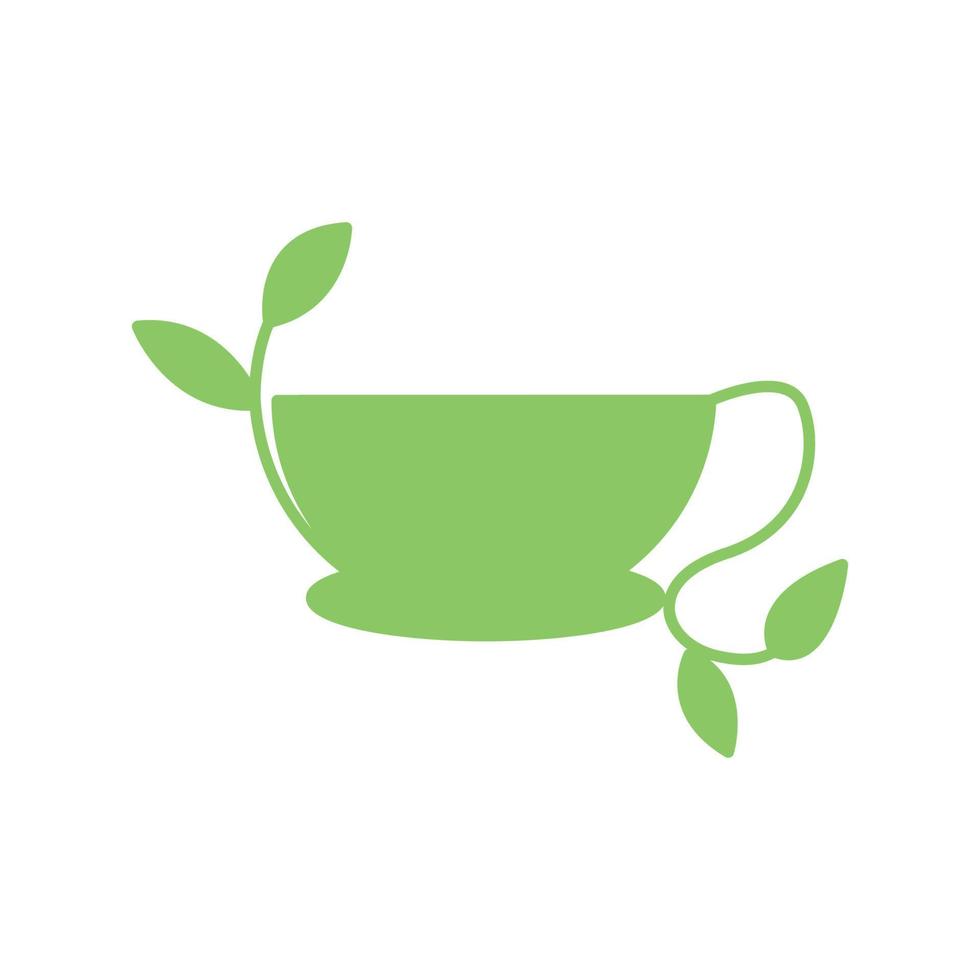 green leaf tea cup simple logo vector icon symbol graphic design illustration