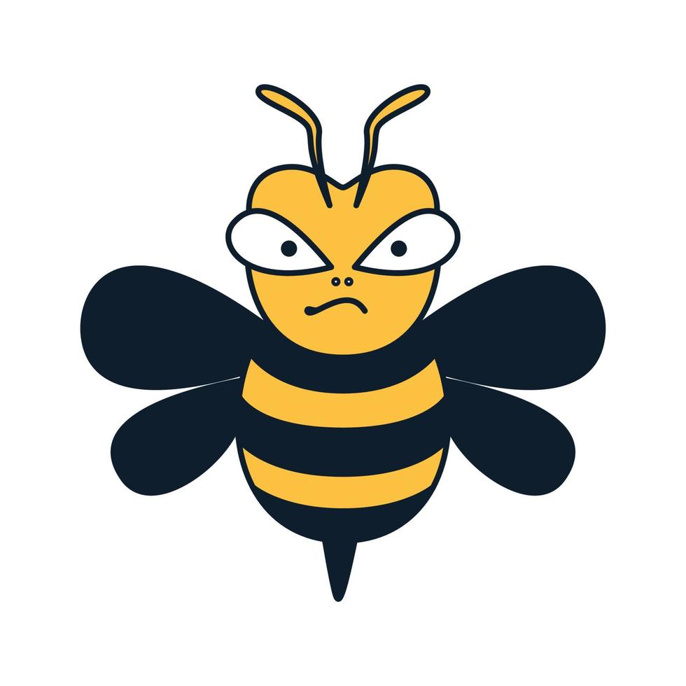 angry bee honey kids cute cartoon logo vector illustration design