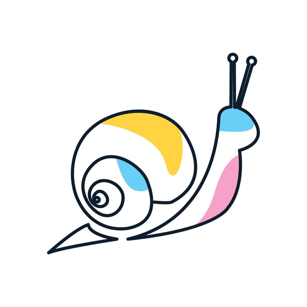 diseño de ilustración de icono de vector de logotipo abstracto de contorno de arte de línea de caracol o babosa