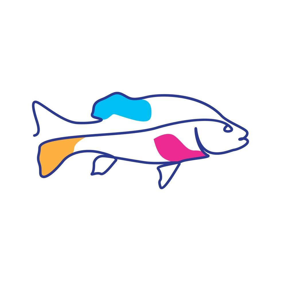 mar pescado salmón línea colorido logotipo símbolo vector icono diseño ilustración