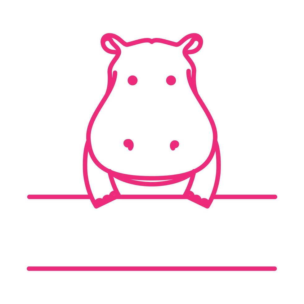 animal cartoon cute line hippo logo vector symbol icon design graphic illustration