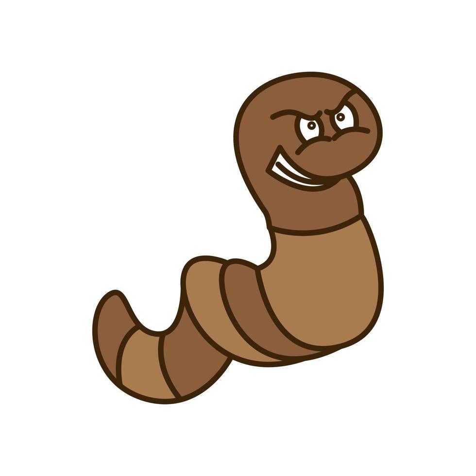 worm angry face cute cartoon logo vector icon illustration design