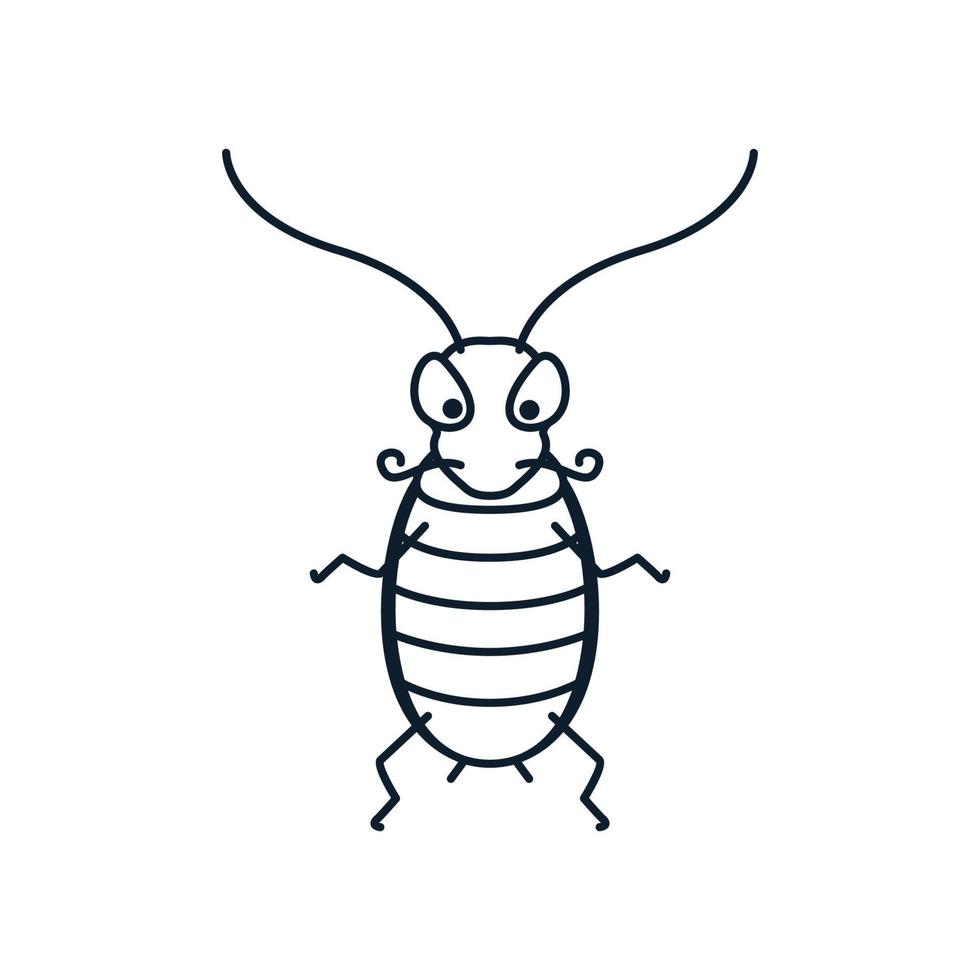 animal insecto cucaracha líneas simples lindo dibujos animados logo vector icono ilustración diseño