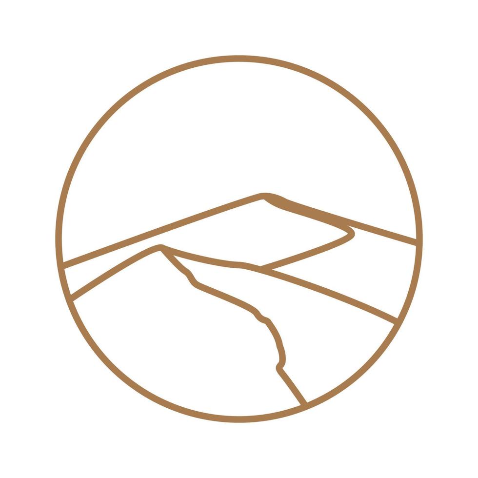 Diseño de ilustración de vector de logotipo minimalista de contorno de arte de línea de desierto