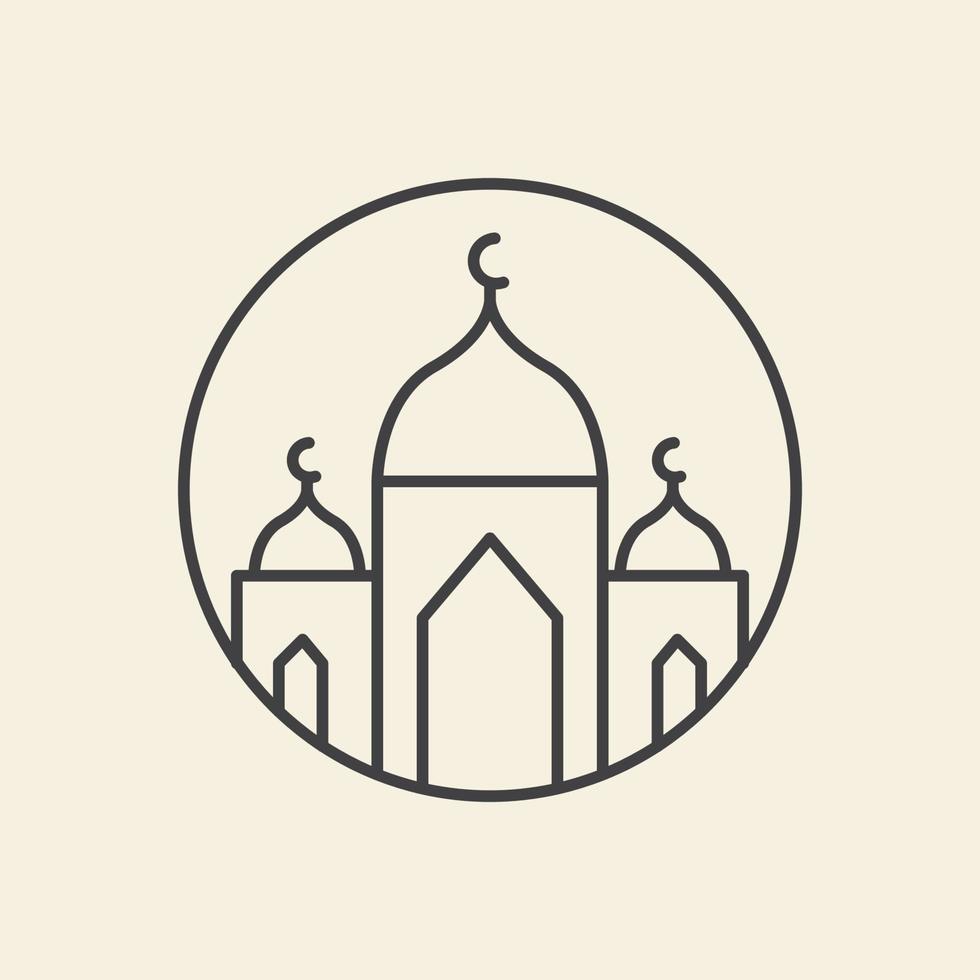 mosque line circle simple muslim logo symbol icon vector graphic design illustration