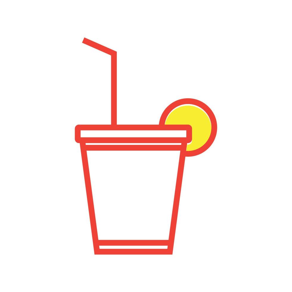 plastic cups orange juice lines logo design vector icon symbol illustration