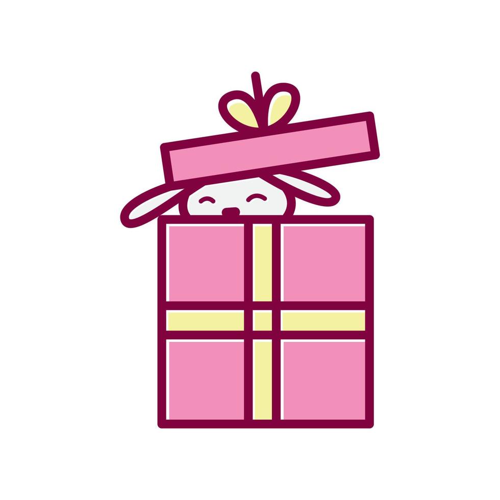 box gift birthday surprise with rabbit logo vector icon symbol graphic design illustration