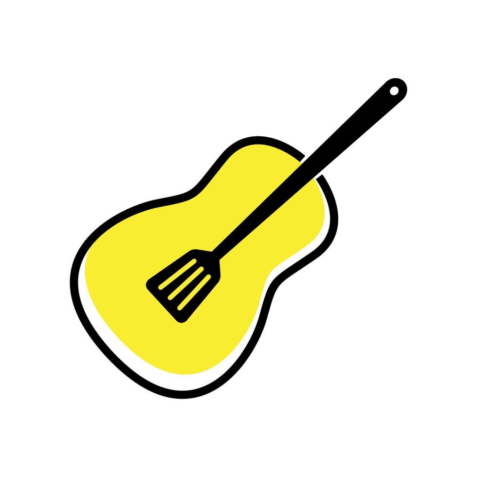 espátula cocinar con guitarra logo símbolo icono vector diseño gráfico ilustración idea creativa