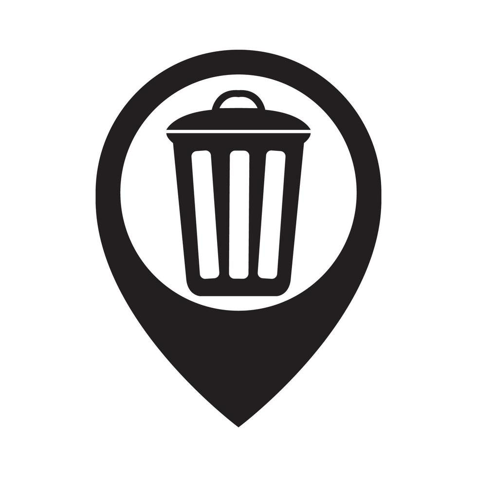 rubbish bin dump with pin map location logo symbol icon vector graphic design illustration idea creative