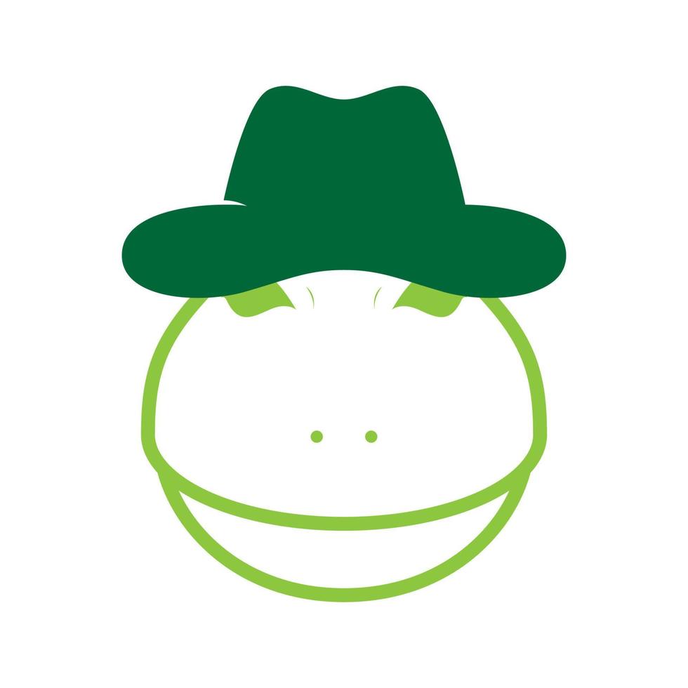 face cute frog with hat logo design vector graphic symbol icon sign illustration creative idea