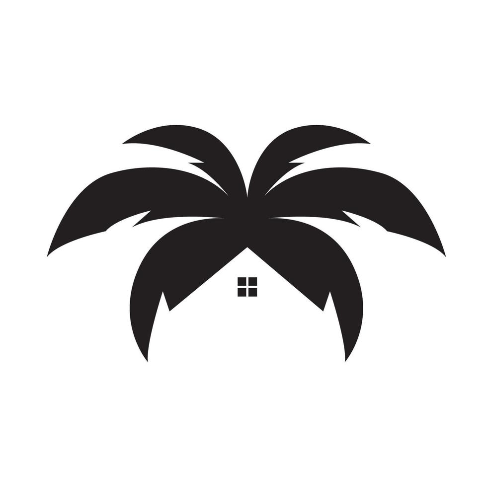 palm tree with home logo symbol vector icon illustration graphic design