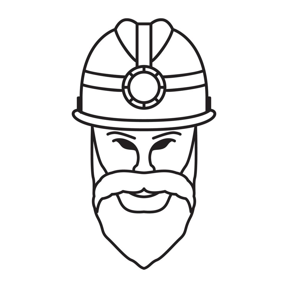 man beard miner lines logo vector symbol icon design graphic illustration