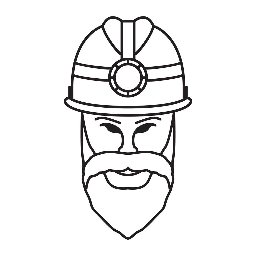 man beard miner lines logo vector symbol icon design graphic illustration