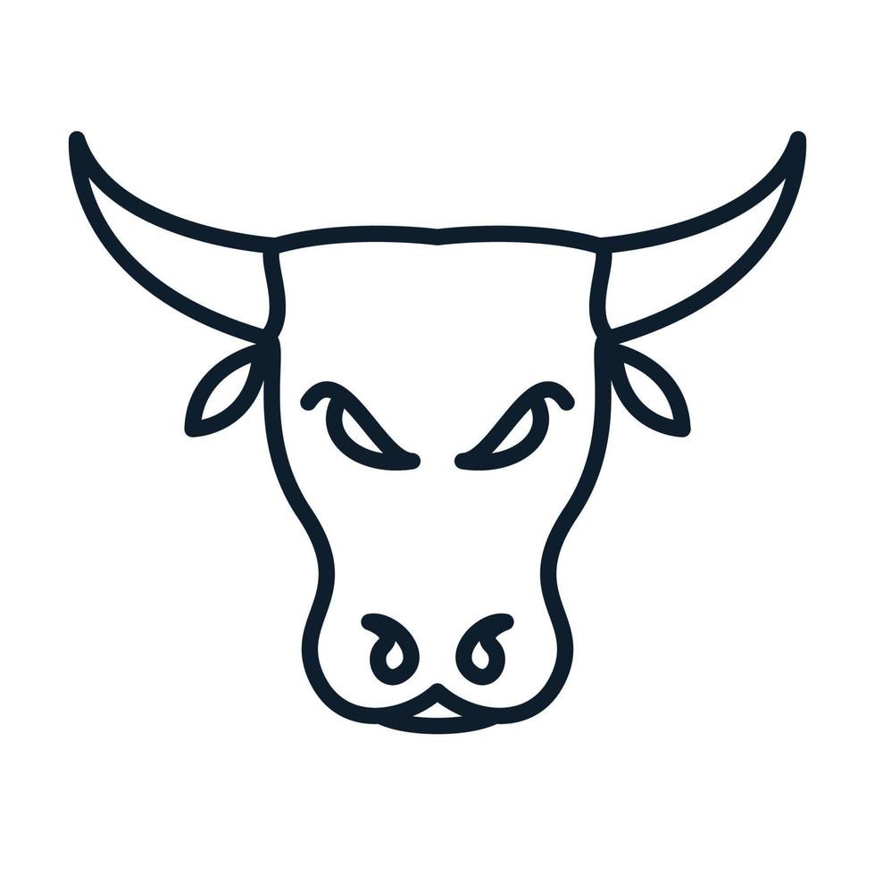 animal Livestock or cow line head simple logo vector icon illustration design