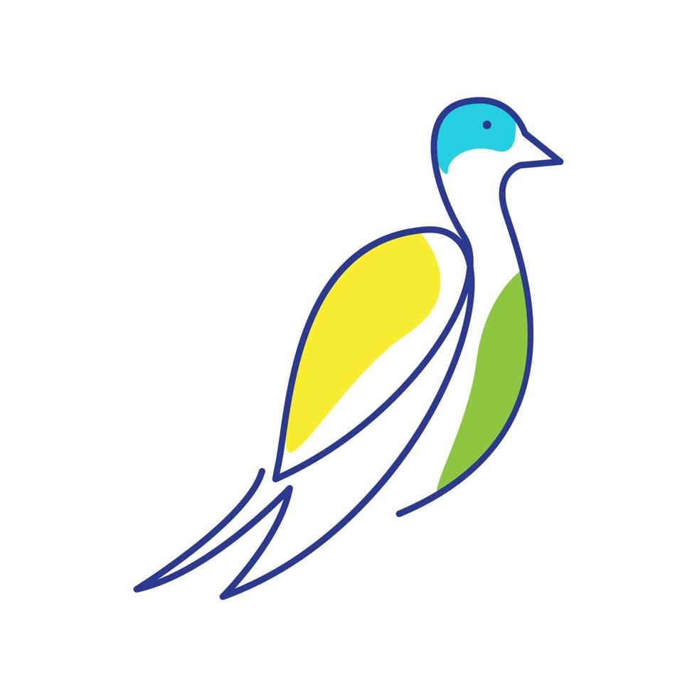 líneas coloridas arte pájaro belleza paloma diseño de logotipo vector icono símbolo ilustración