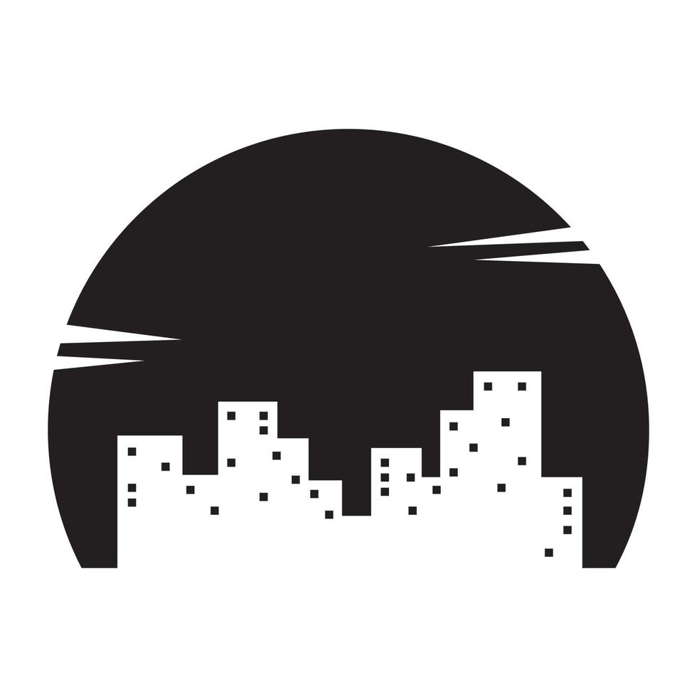 city building with night logo vector symbol icon design graphic illustration