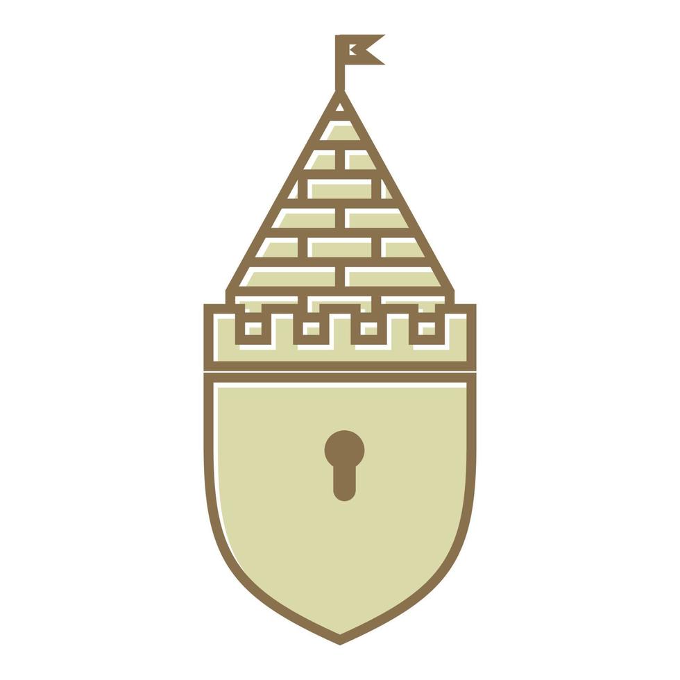 pad lock with castle vintage logo symbol icon vector graphic design illustration