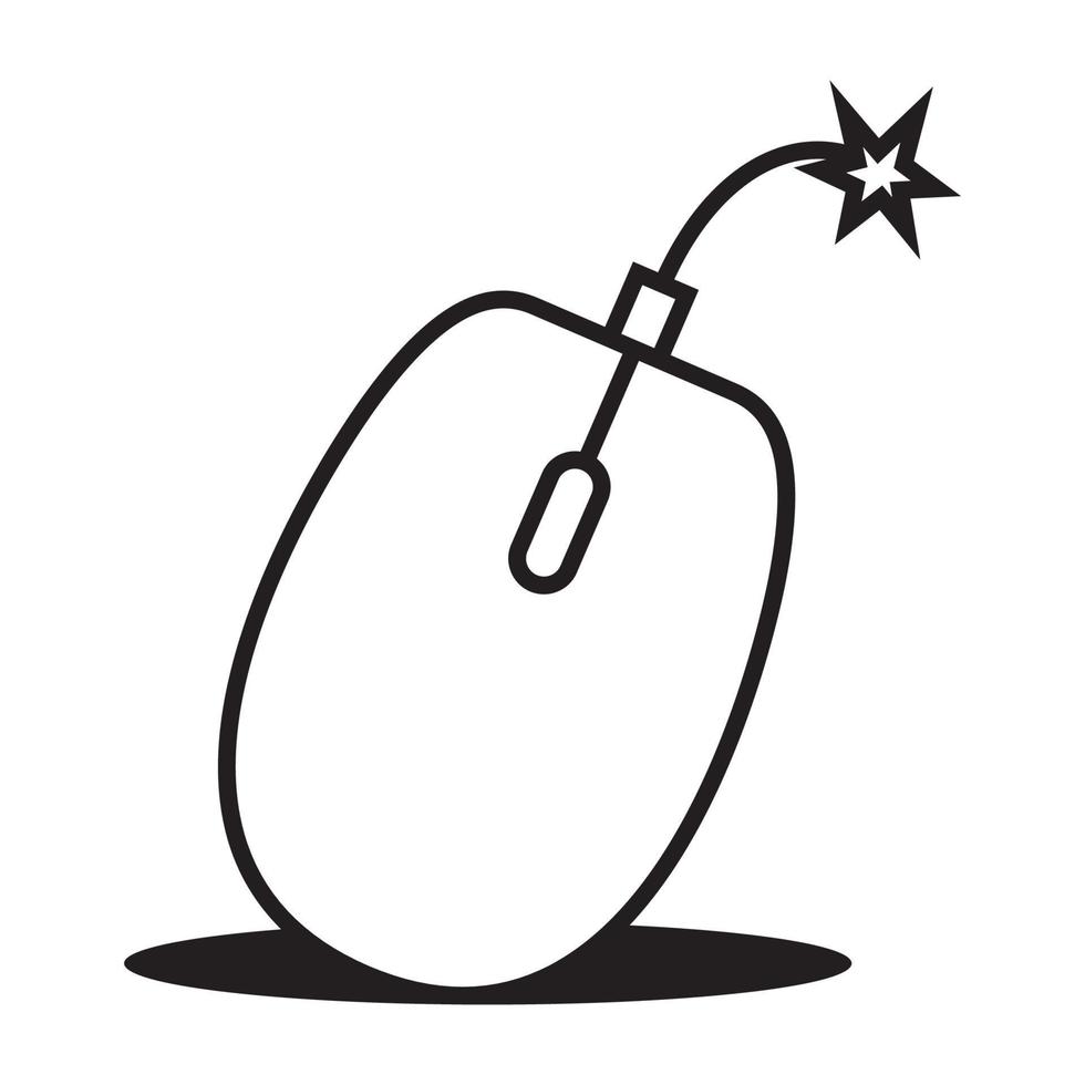 mouse computer lines with boom logo symbol vector icon illustration