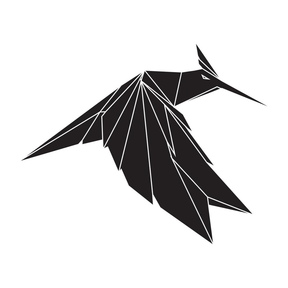 Ilustración de diseño gráfico vectorial de icono de símbolo de logotipo de colibrí negro geométrico vector